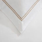 Dusklia - Regent Embroidered 100% Cotton Duvet Cover 400 Thread Count - Natural