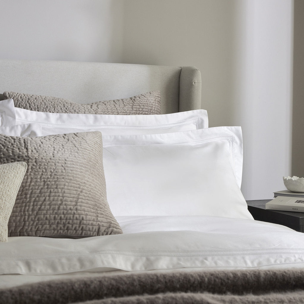 Dusklia - Regent Embroidered 100% Cotton Duvet Cover 400 Thread Count - White