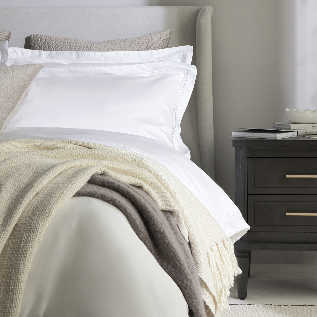 Dusklia - Regent Embroidered 100% Cotton Duvet Cover 400 Thread Count - White