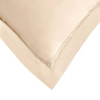 Dusklia - Regent Embroidered 100% Cotton Pair of Oxford Square Pillowcases - Champagne