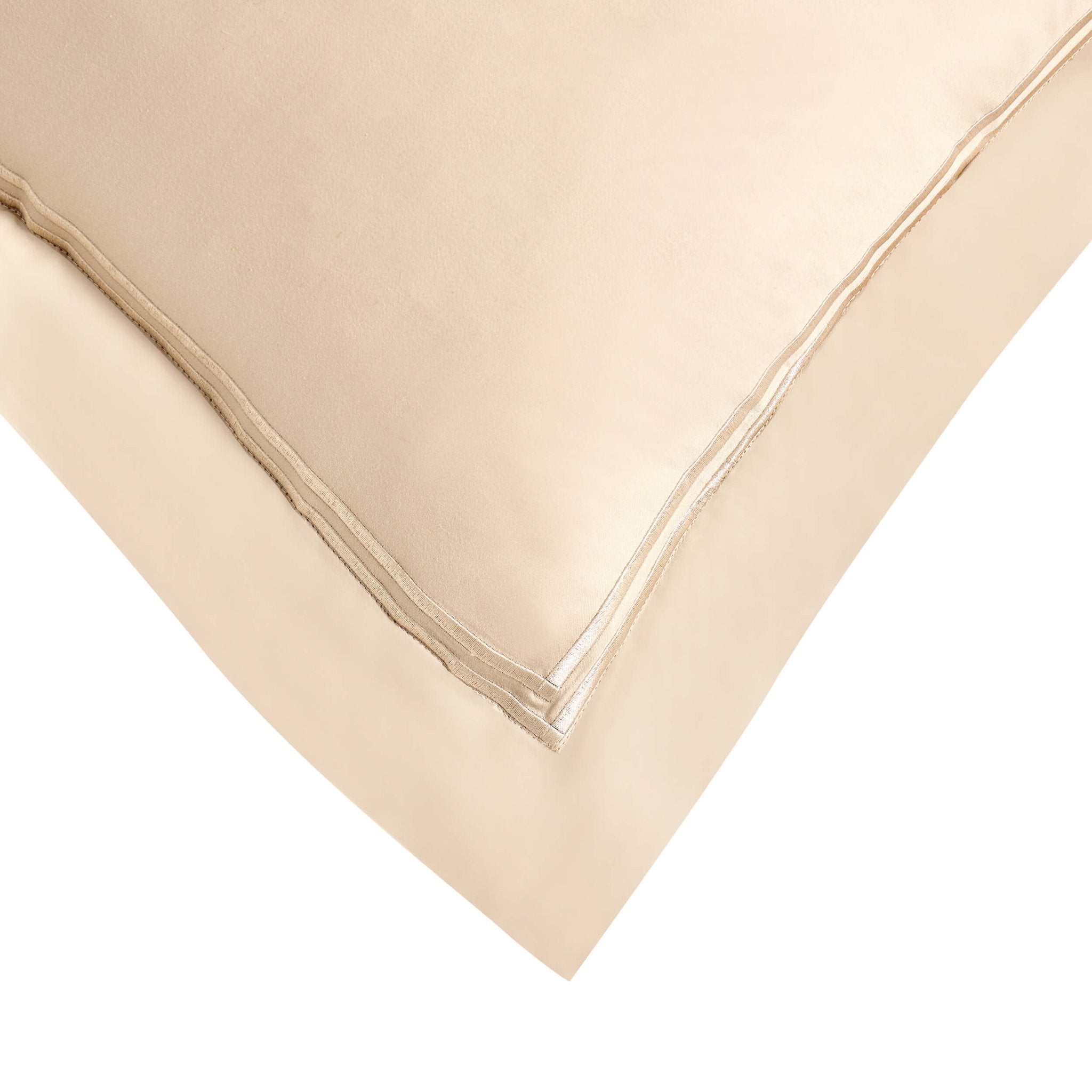 Dusklia - Regent Embroidered 100% Cotton Pair of Oxford Square Pillowcases - Champagne