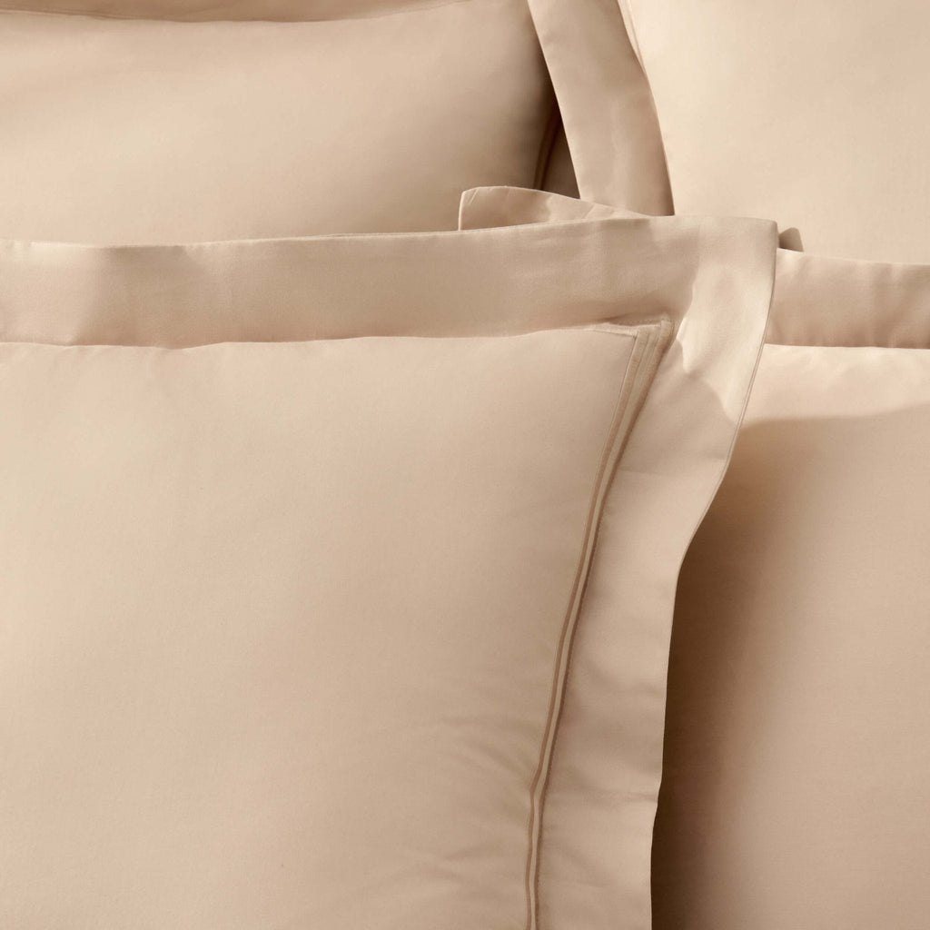 Dusklia - Regent Embroidered 100% Cotton Pair of Oxford Square Pillowcases - Champagne