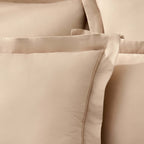 Dusklia - Regent Embroidered 100% Cotton Pair of Oxford Square Pillowcases - Champagne