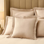 Dusklia - Regent Embroidered 100% Cotton Pair of Oxford Square Pillowcases - Champagne