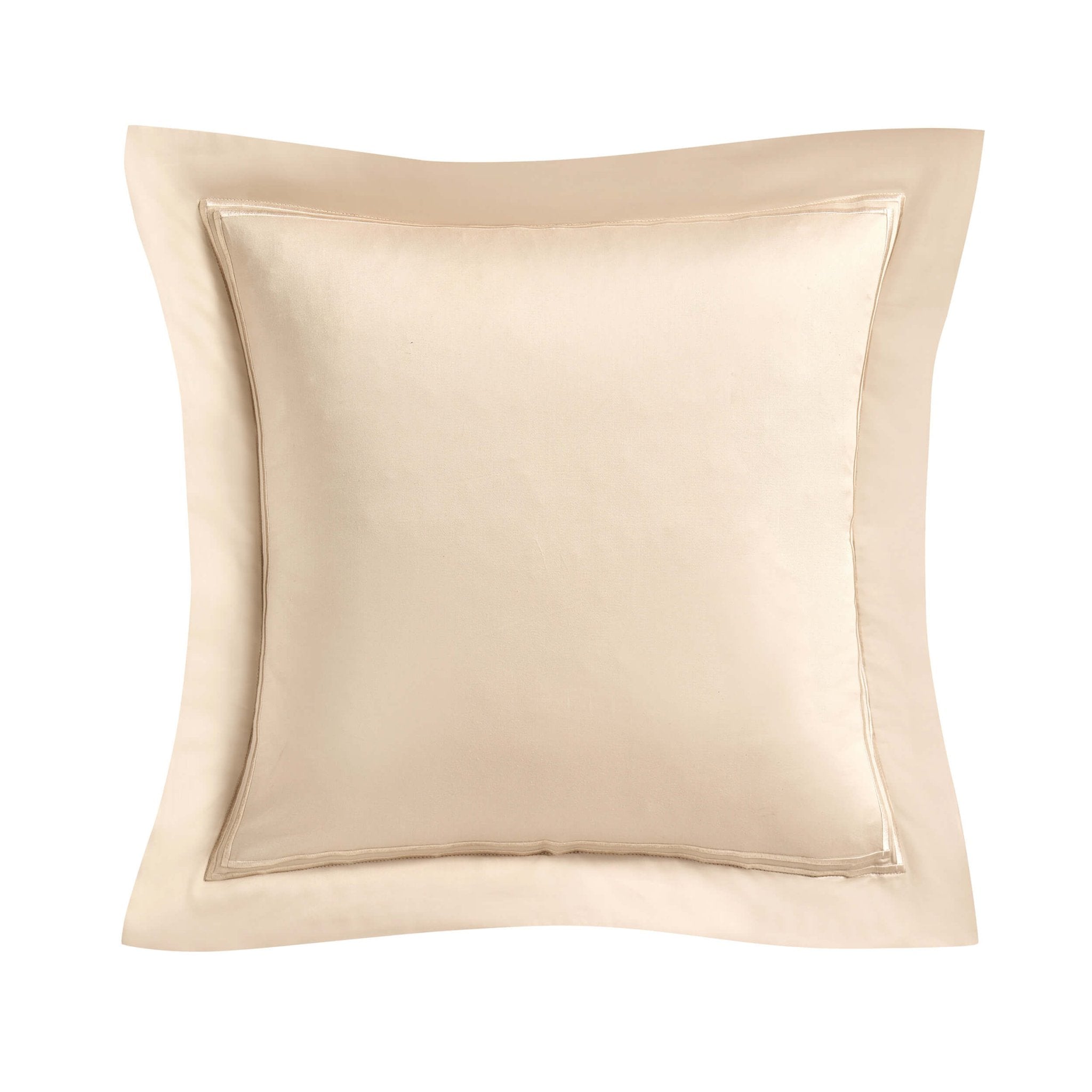 Dusklia - Regent Embroidered 100% Cotton Pair of Oxford Square Pillowcases - Champagne