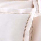 Dusklia - Regent Embroidered 100% Cotton Pair of Oxford Square Pillowcases - Natural