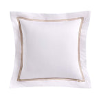 Dusklia - Regent Embroidered 100% Cotton Pair of Oxford Square Pillowcases - Natural