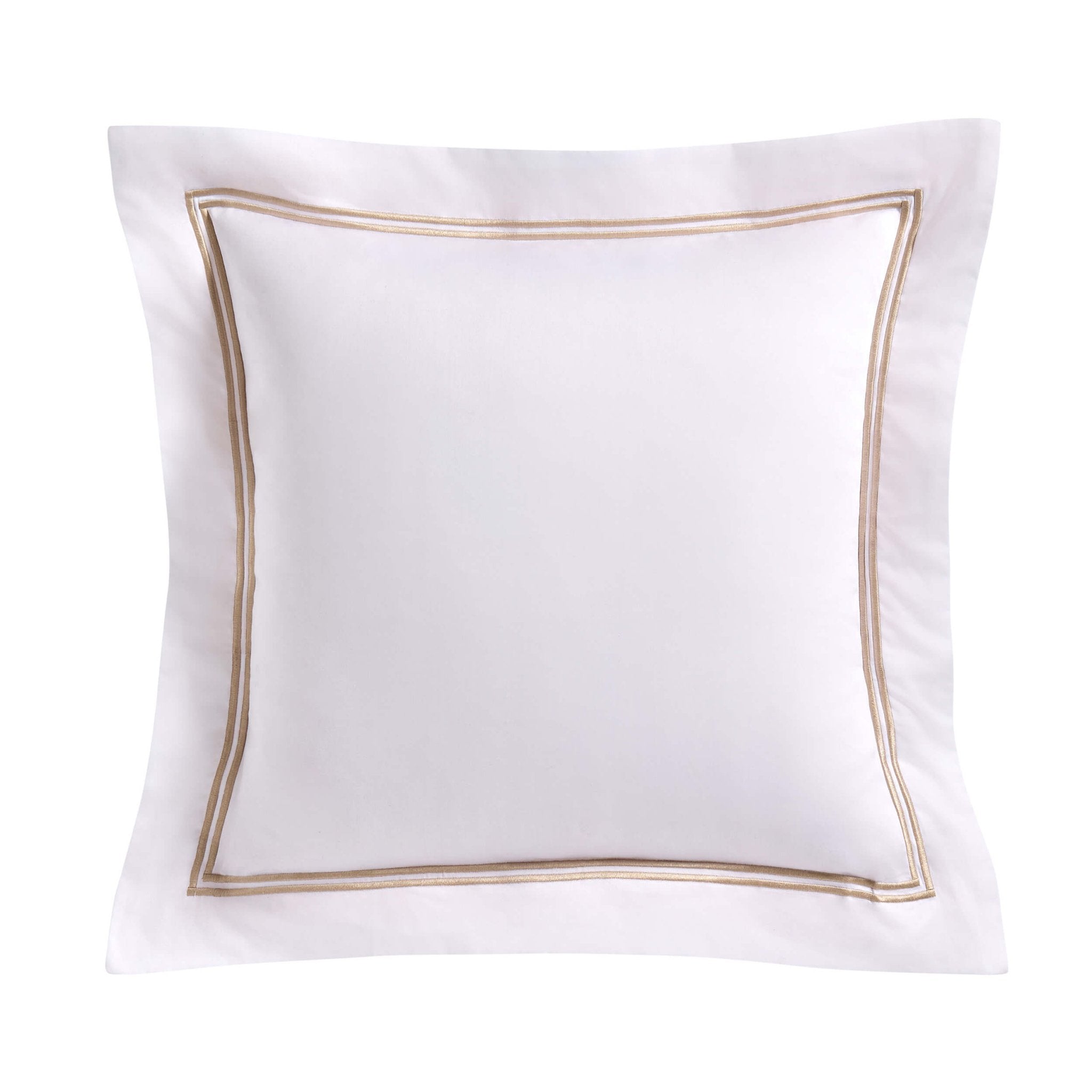 Dusklia - Regent Embroidered 100% Cotton Pair of Oxford Square Pillowcases - Natural
