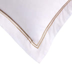 Dusklia - Regent Embroidered 100% Cotton Pair of Oxford Square Pillowcases - Natural