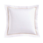Dusklia - Regent Embroidered 100% Cotton Pair of Oxford Square Pillowcases - Natural