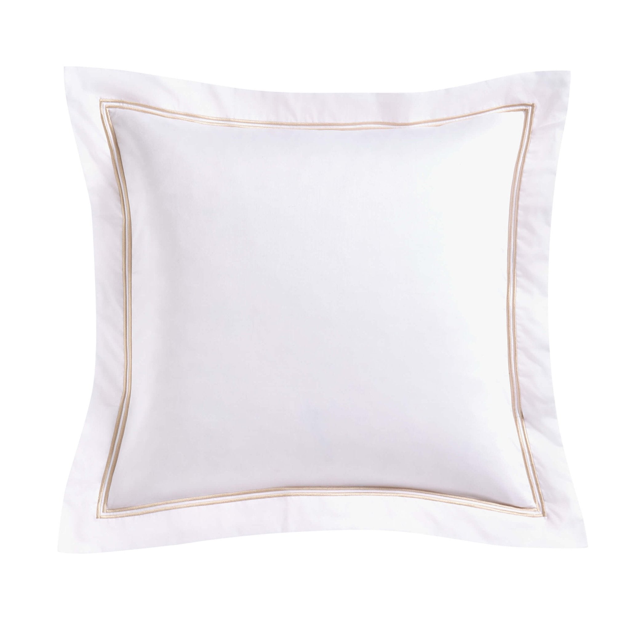 Dusklia - Regent Embroidered 100% Cotton Pair of Oxford Square Pillowcases - Natural