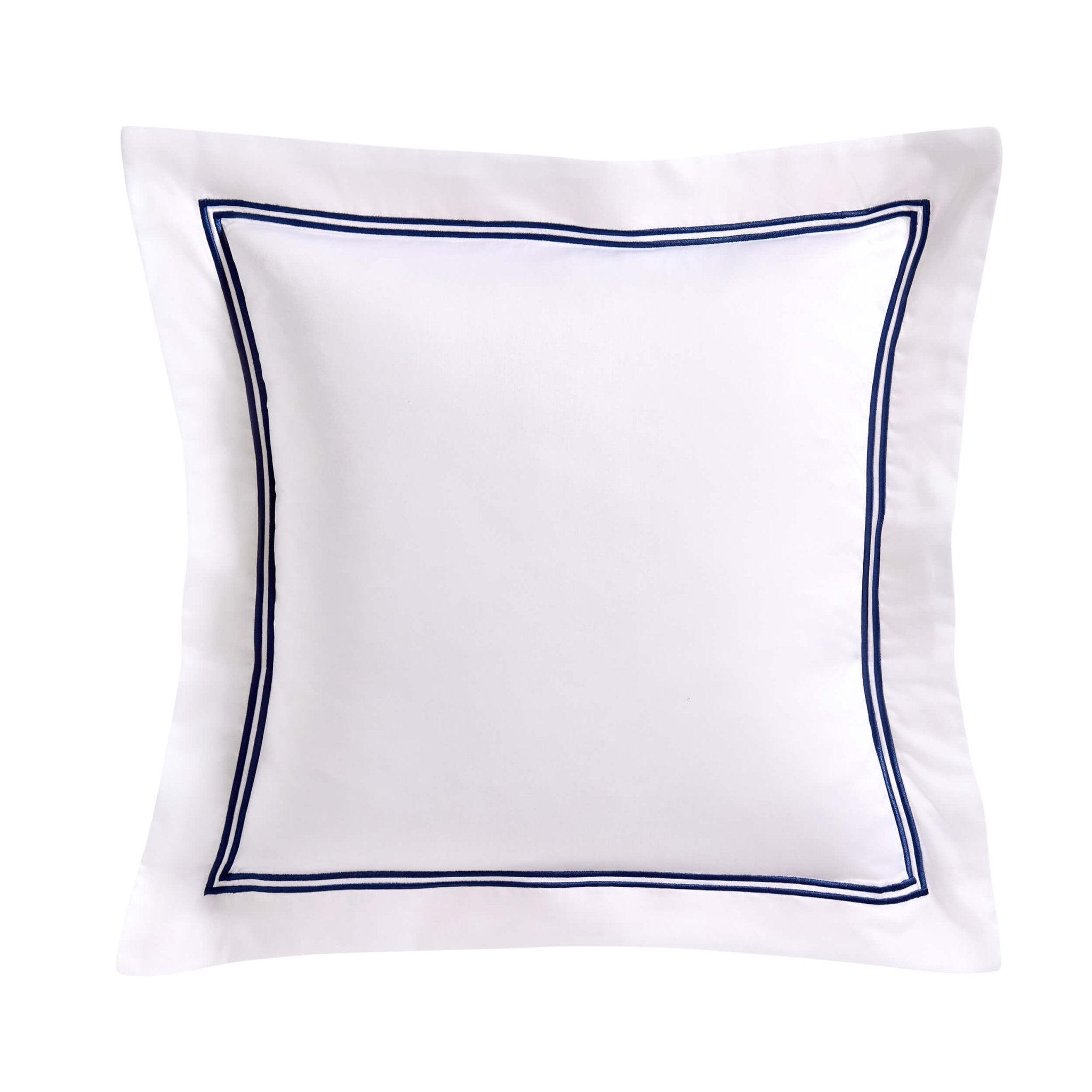 Dusklia - Regent Embroidered 100% Cotton Pair of Oxford Square Pillowcases - Navy