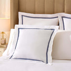 Dusklia - Regent Embroidered 100% Cotton Pair of Oxford Square Pillowcases - Navy