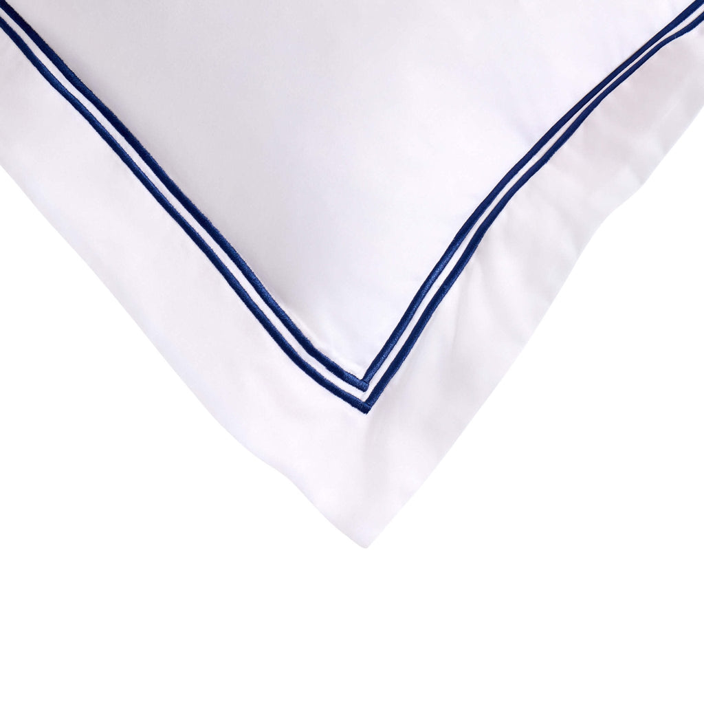 Dusklia - Regent Embroidered 100% Cotton Pair of Oxford Square Pillowcases - Navy