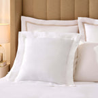 Dusklia - Regent Embroidered 100% Cotton Pair of Oxford Square Pillowcases - White