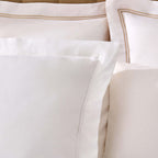Dusklia - Regent Embroidered 100% Cotton Pair of Oxford Square Pillowcases - White