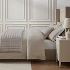 Dusklia - Regent Embroidered 100% Cotton Duvet Cover 400 Thread Count - Champagne