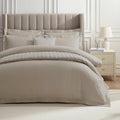 Dusklia - Regent Embroidered 100% Cotton Duvet Cover 400 Thread Count - Champagne