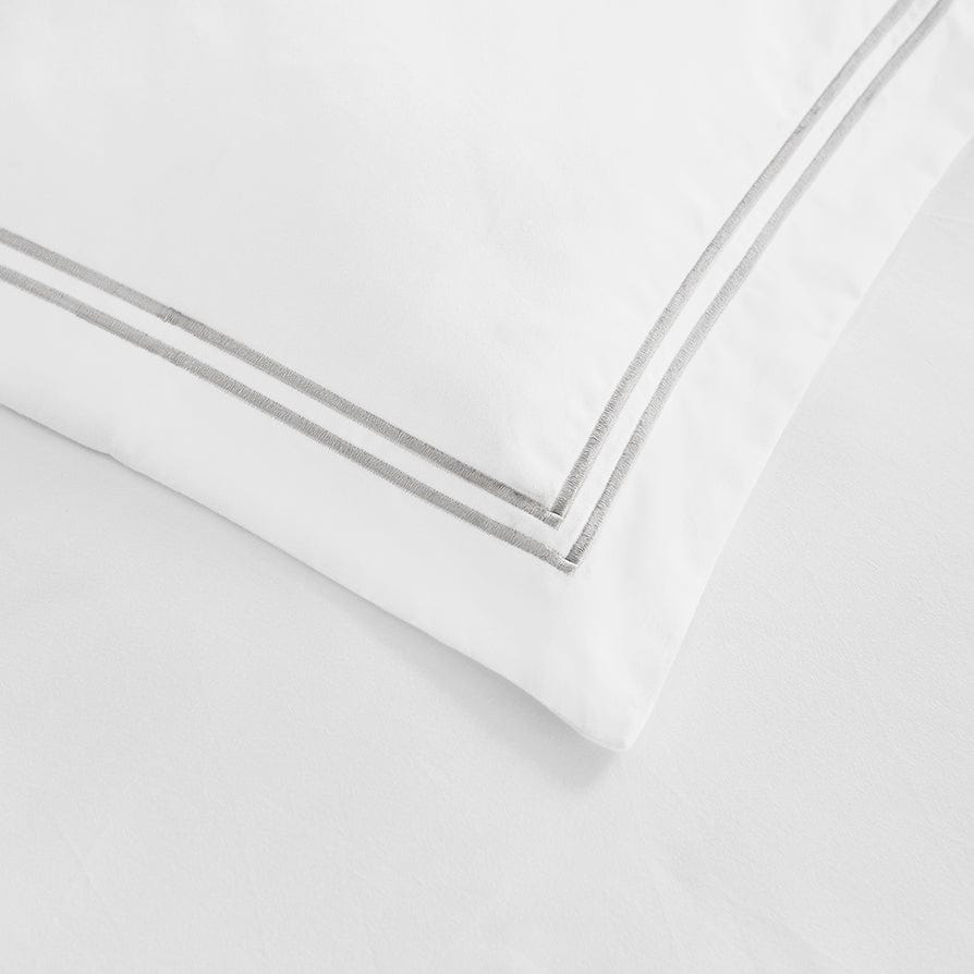 Dusklia - Regent Embroidered 100% Cotton Duvet Cover 400 Thread Count - Grey