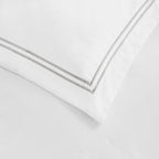 Dusklia - Regent Embroidered 100% Cotton Duvet Cover 400 Thread Count - Grey