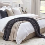 Dusklia - Regent Embroidered 100% Cotton Duvet Cover 400 Thread Count - White