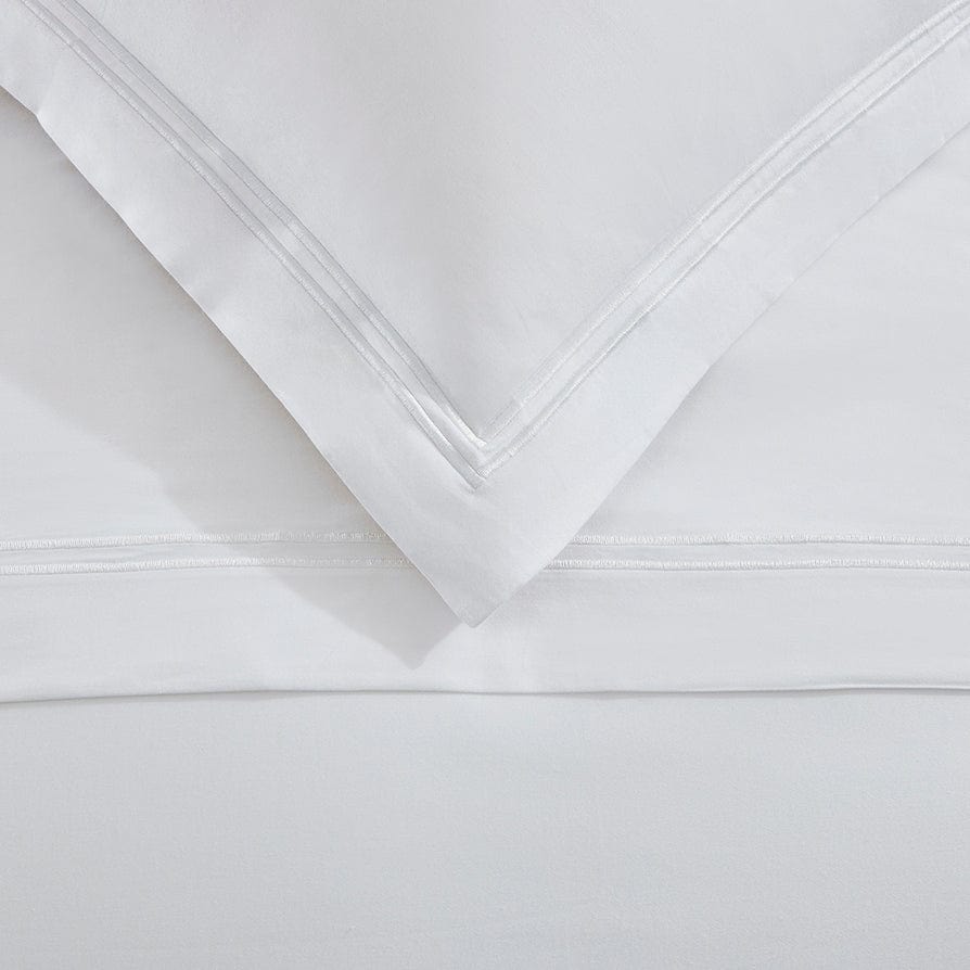 Dusklia - Regent Embroidered 100% Cotton Flat Sheet 400 Thread Count - White