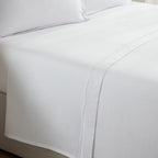 Dusklia - Regent Embroidered 100% Cotton Flat Sheet 400 Thread Count - White