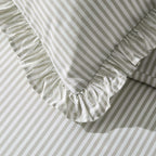 Dusklia - Remy 200 Thread Count Stripe Duvet Cover & Pillowcase Set - Olive
