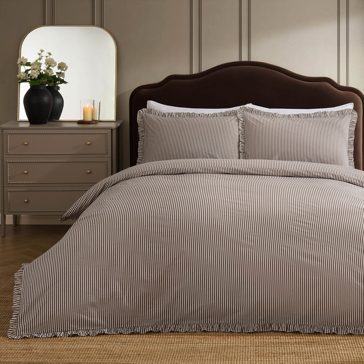Dusklia - Remy 100% Cotton Duvet Covet & Pilllowcase Set - Mocha
