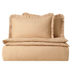 Dusklia - Retro Stripe 100% Cotton Duvet Covet & Pillowcase Set - Mustard