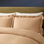 Dusklia - Retro Stripe 100% Cotton Duvet Covet & Pillowcase Set - Mustard