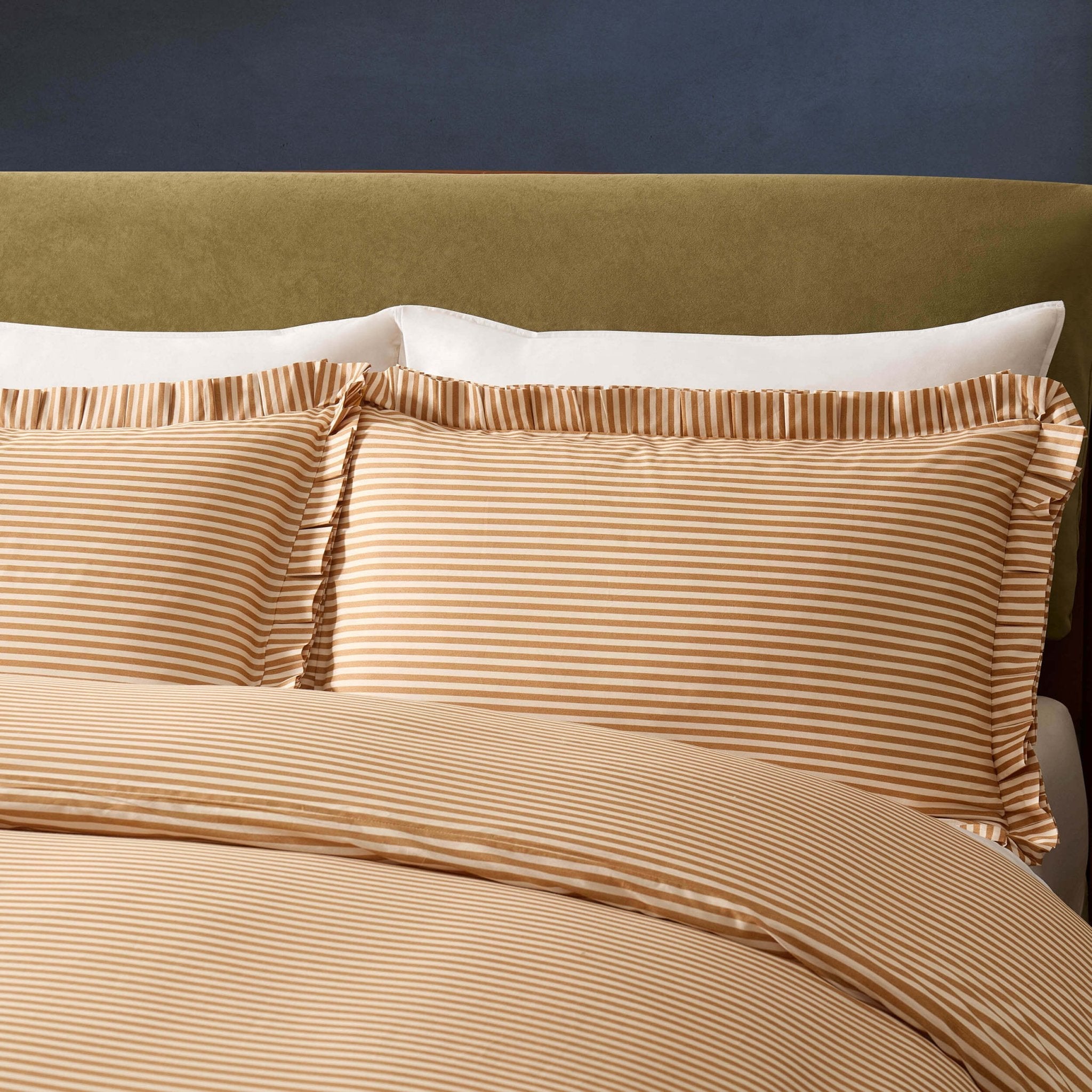 Dusklia - Retro Stripe 100% Cotton Duvet Covet & Pillowcase Set - Mustard