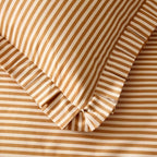 Dusklia - Retro Stripe 100% Cotton Duvet Covet & Pillowcase Set - Mustard