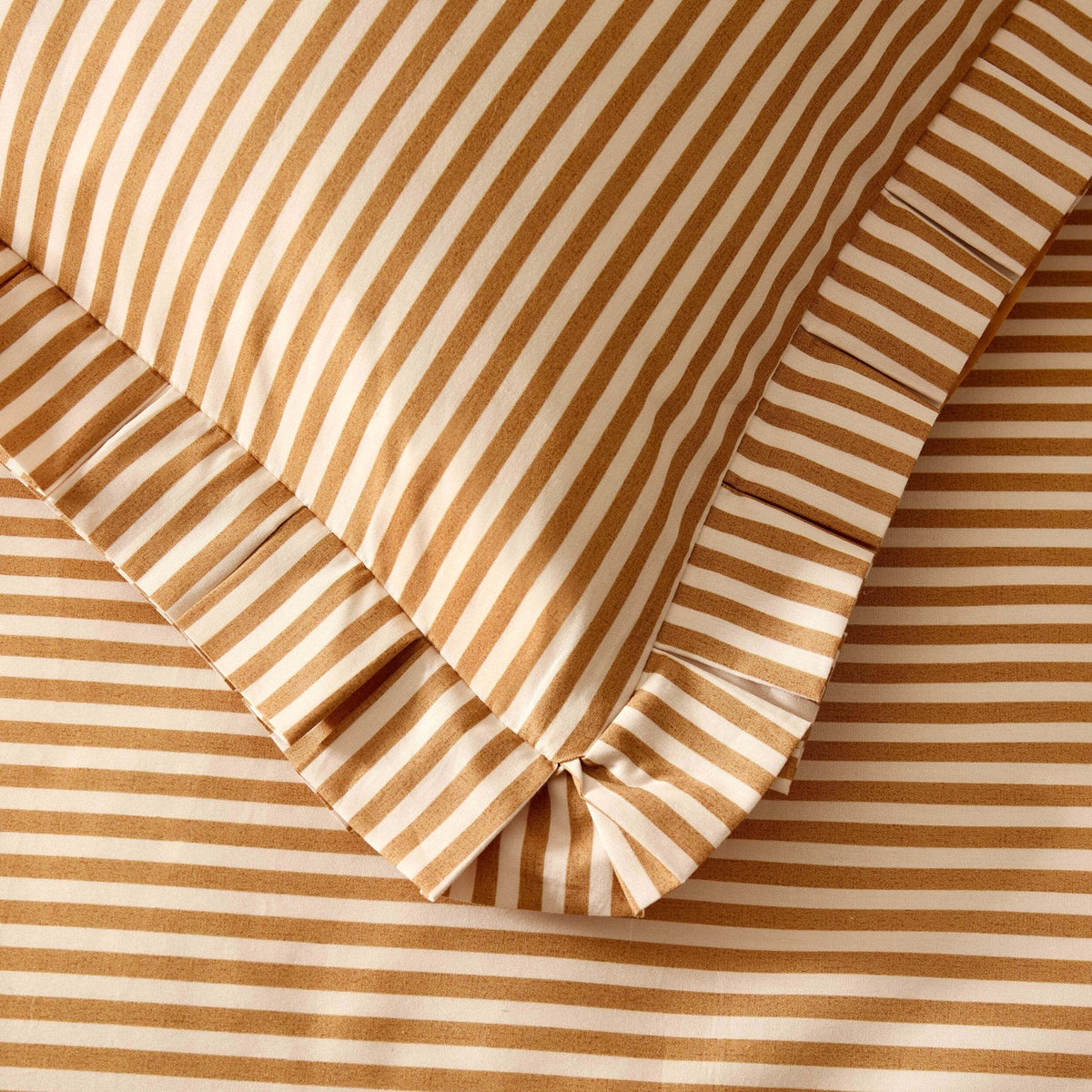 Dusklia - Retro Stripe 100% Cotton Duvet Covet & Pillowcase Set - Mustard
