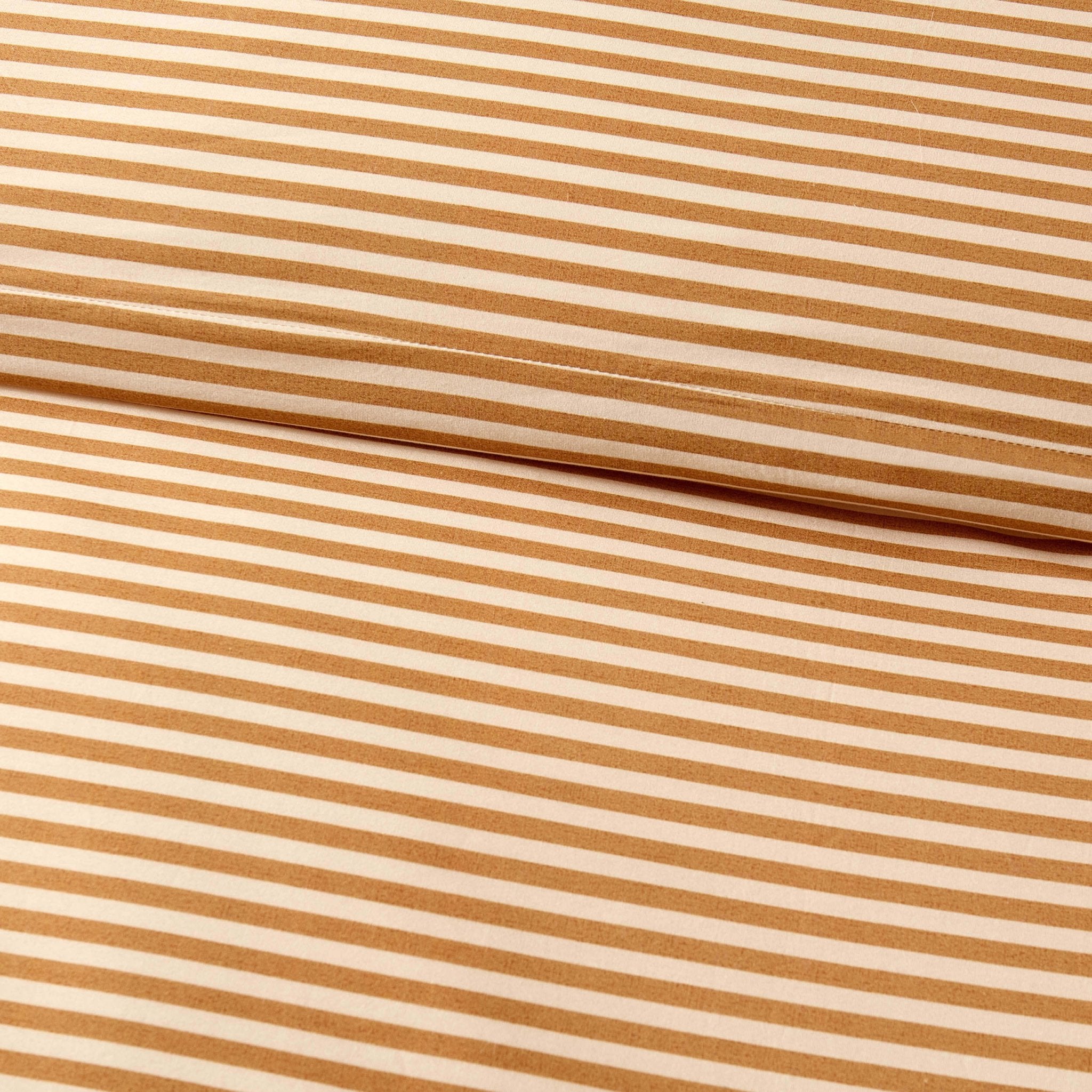 Dusklia - Retro Stripe 100% Cotton Duvet Covet & Pillowcase Set - Mustard