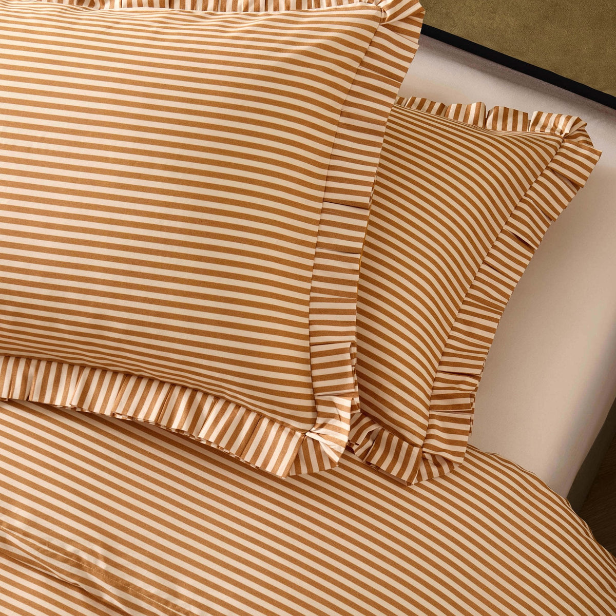 Dusklia - Retro Stripe 100% Cotton Duvet Covet & Pillowcase Set - Mustard
