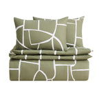 Dusklia - Reuben 100% Cotton Tile Print Duvet Cover & Pillowcase Set - Olive