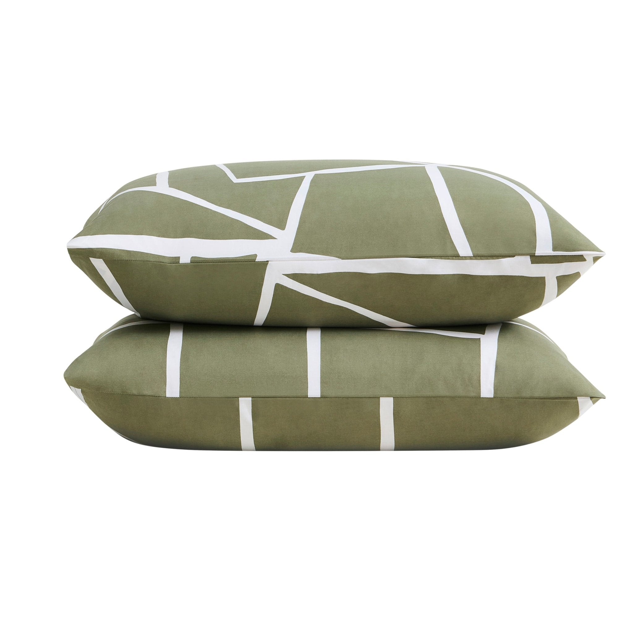 Dusklia - Reuben 100% Cotton Tile Print Duvet Cover & Pillowcase Set - Olive