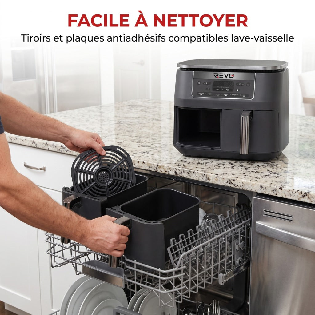 Air Fryer REVO Synora 7.6 – Double Zone 7,6 L – 6 Modes – Cuisson Synchronisée