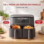 Air Fryer REVO Synora 7.6 – Double Zone 7,6 L – 6 Modes – Cuisson Synchronisée