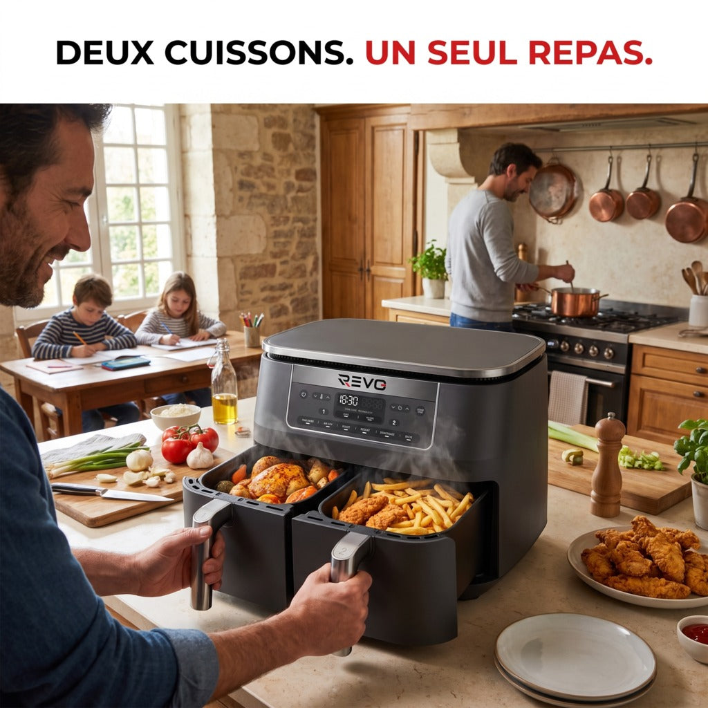 Air Fryer REVO Synora 7.6 – Double Zone 7,6 L – 6 Modes – Cuisson Synchronisée