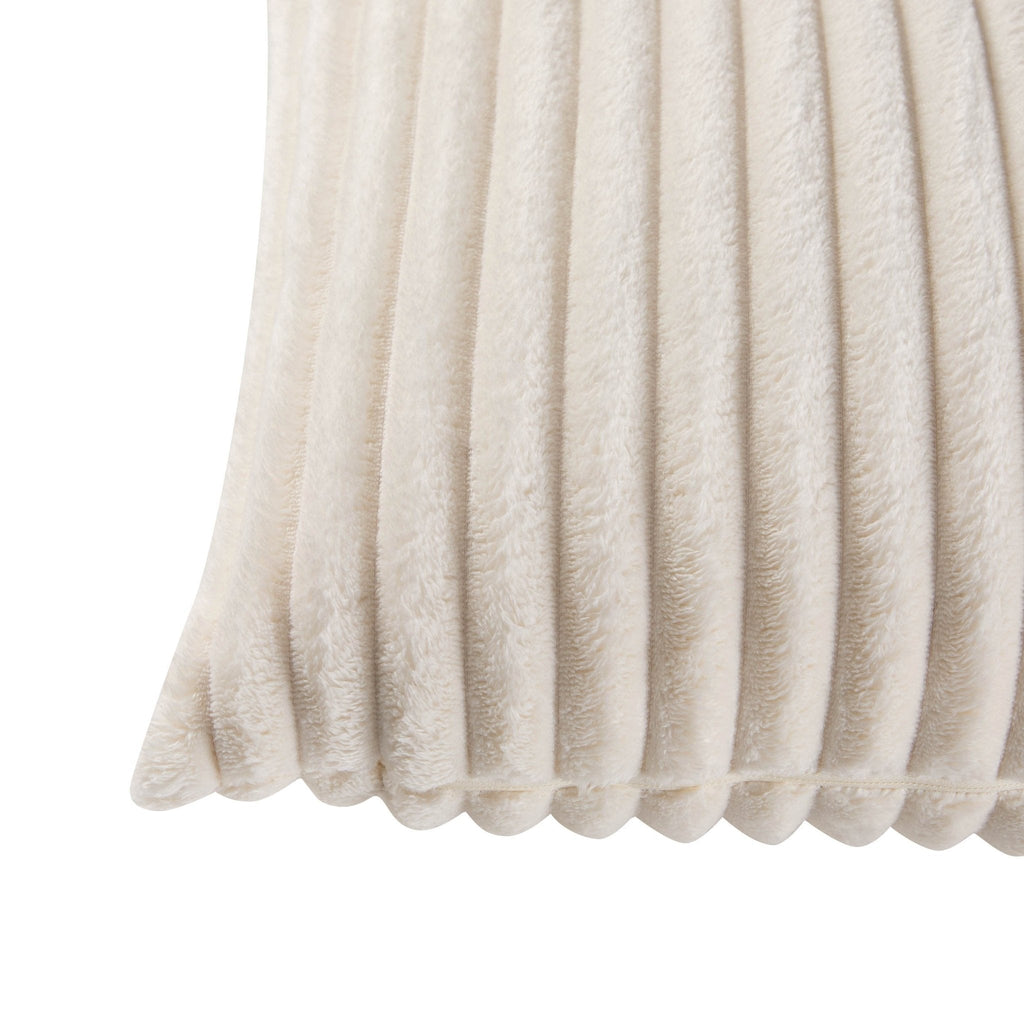 Housse de coussin en flanelle côtelée et fausse fourrure - Crème