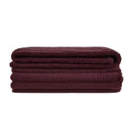 Dusklia - Ribbed Flannel Faux Fur Sofa Throw - Aubergine