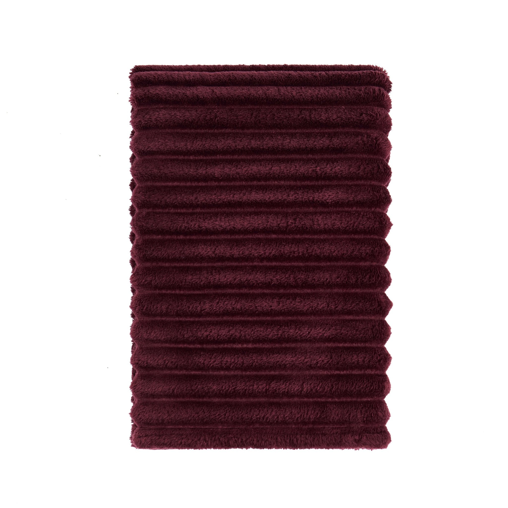 Dusklia - Ribbed Flannel Faux Fur Throw - Aubergine