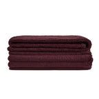 Dusklia - Ribbed Flannel Faux Fur Throw - Aubergine