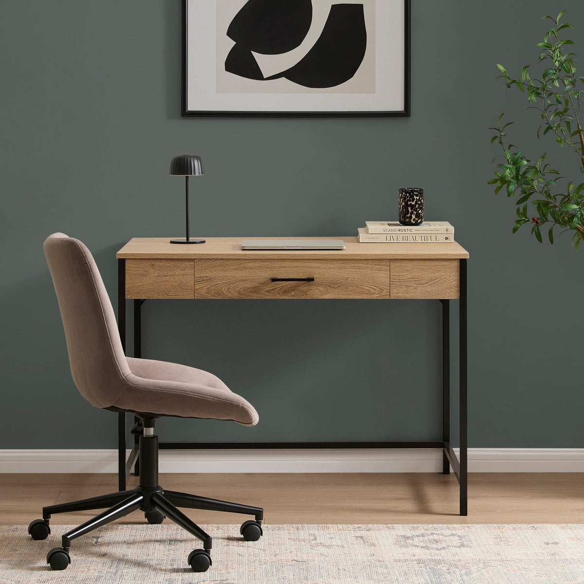 Dusklia - Riley Desk with Drawer - Light Wood