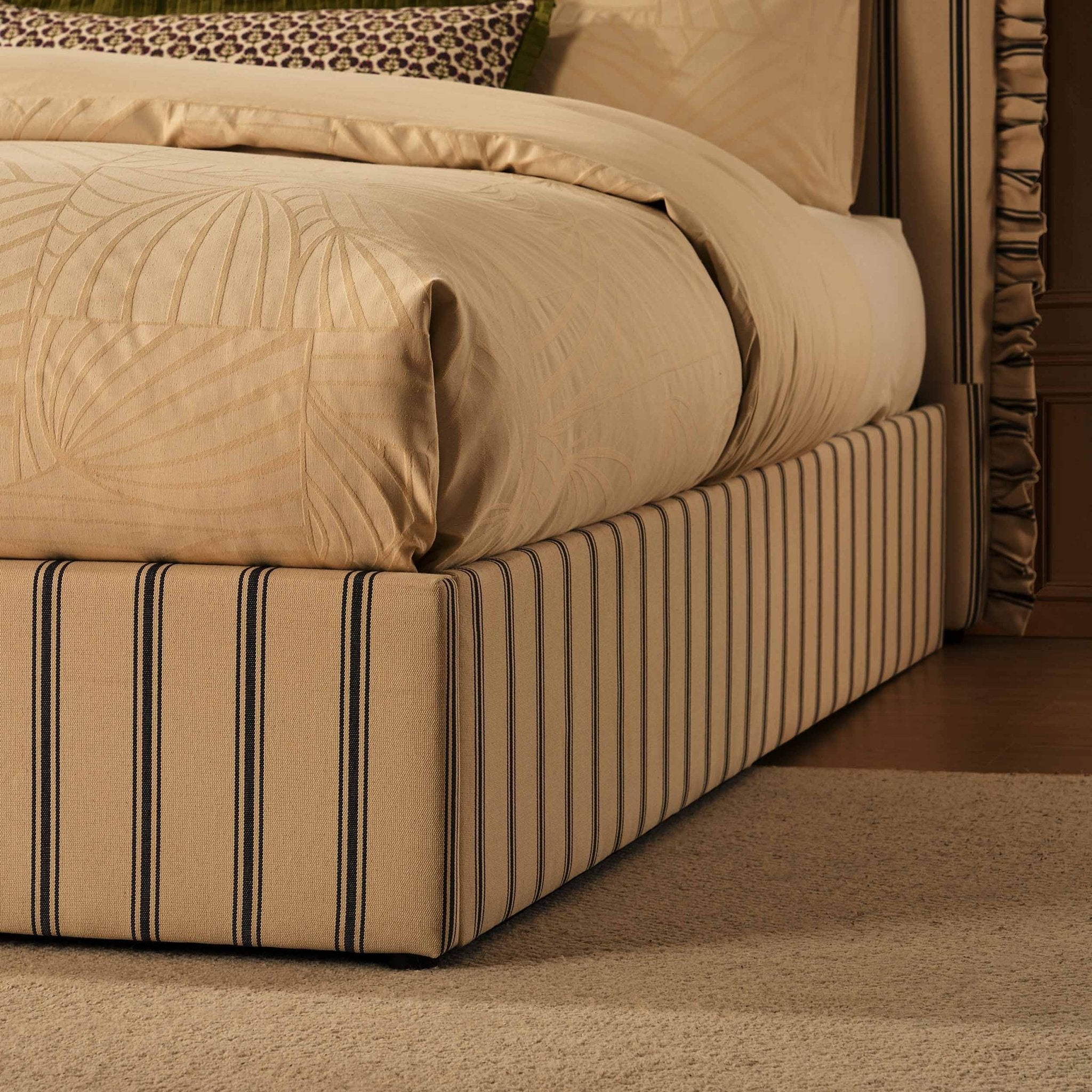 Dusklia - Riva Ottoman Storage Bed - Blue Stripe