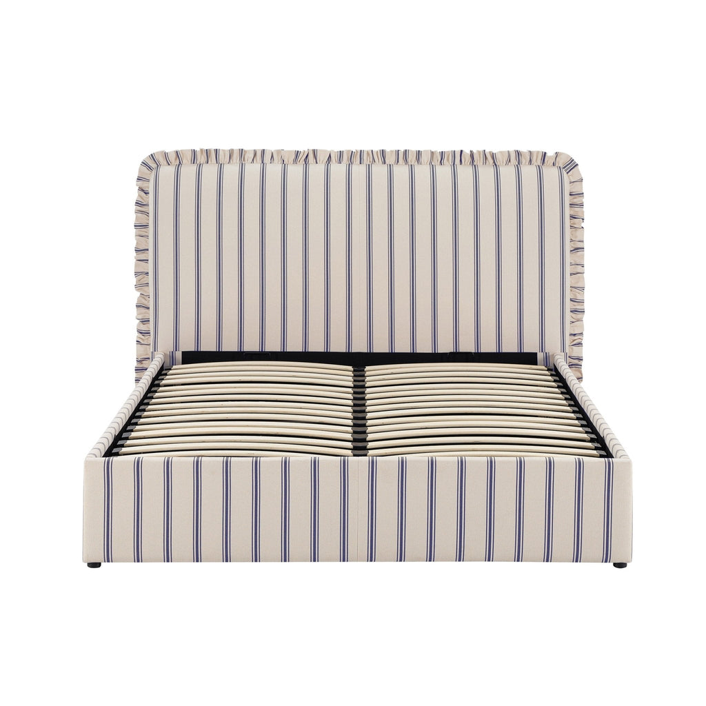 Dusklia - Riva Ottoman Storage Bed - Blue Stripe