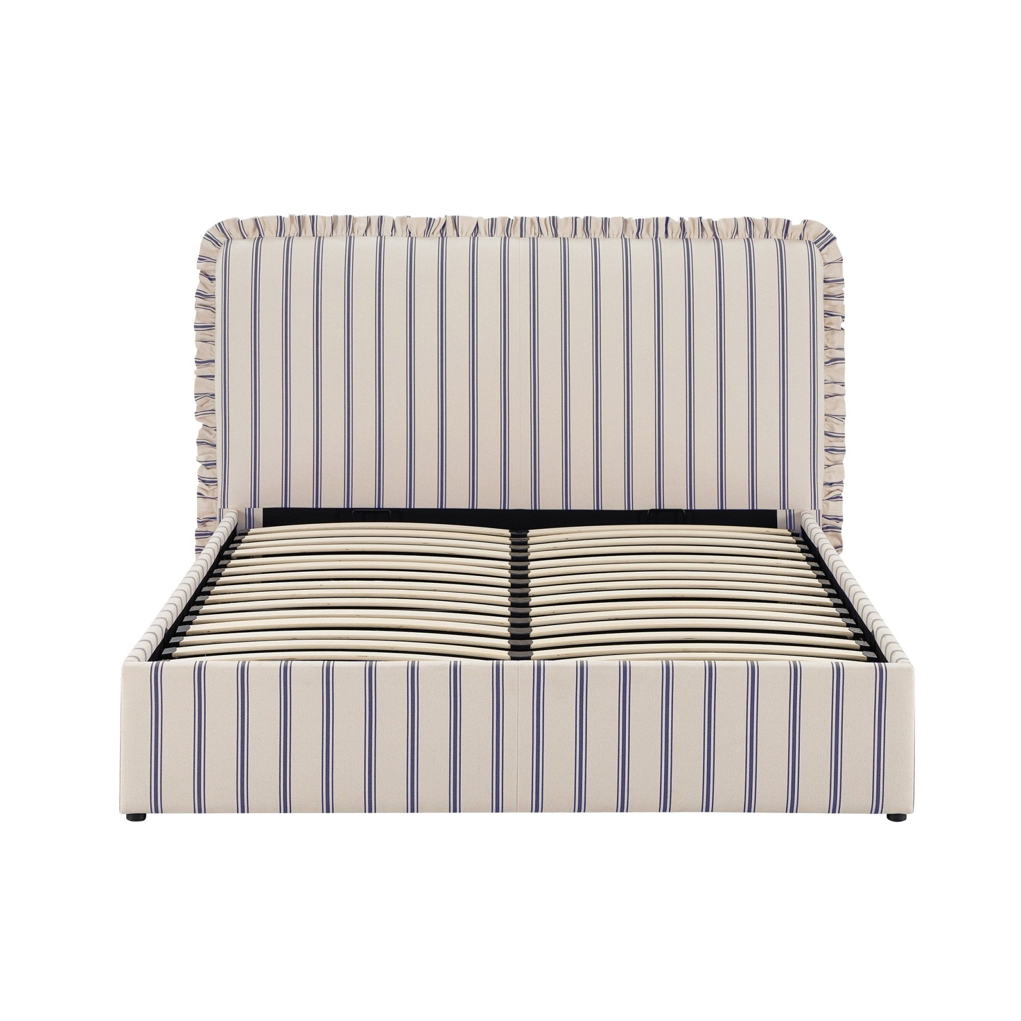 Dusklia - Riva Ottoman Storage Bed - Blue Stripe