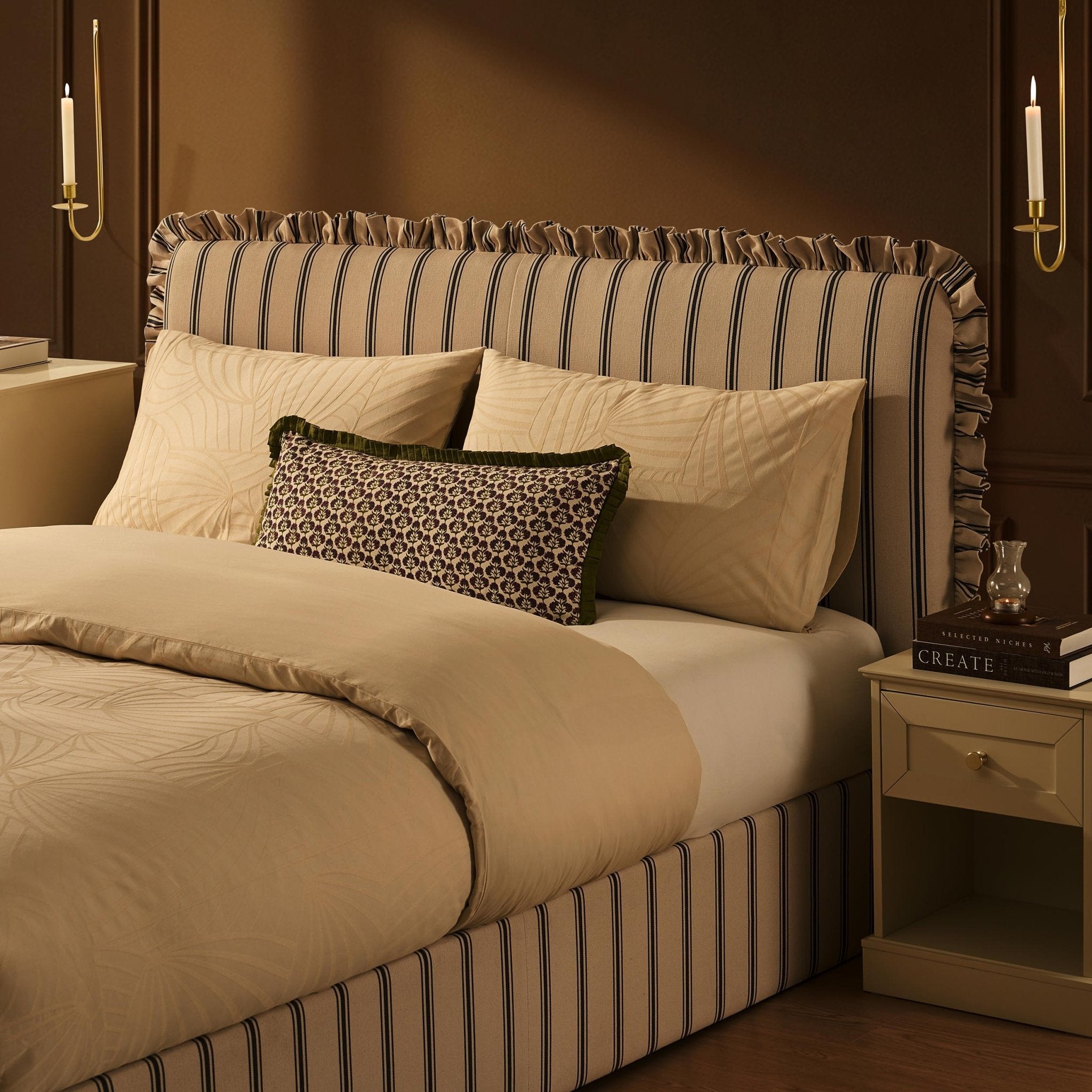 Dusklia - Riva Ottoman Storage Bed - Blue Stripe